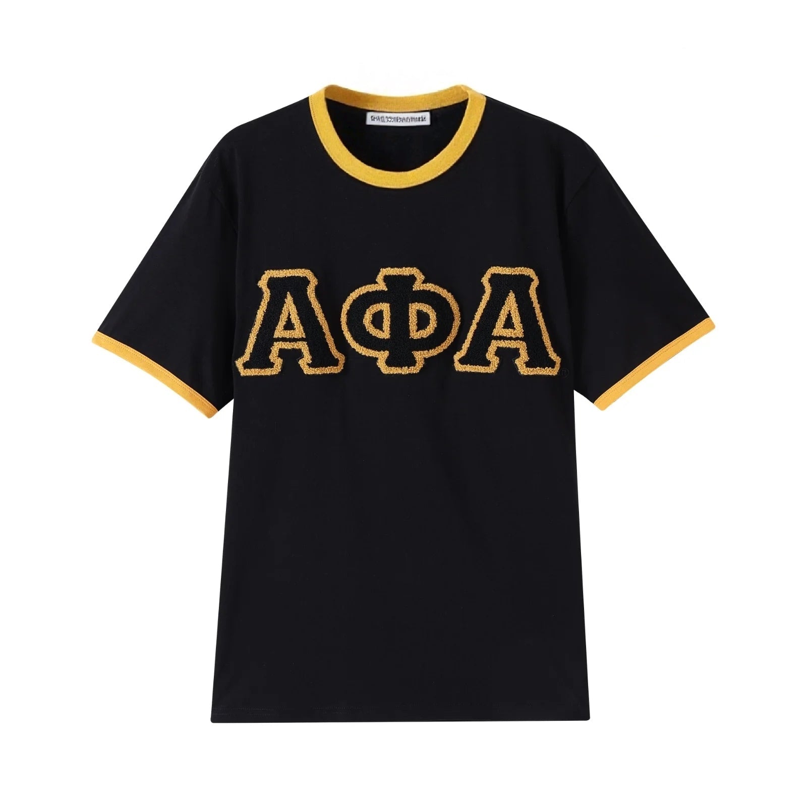 Chenille Alpha Black Ringer Shirt 3 - Pack – Luxury 3D Stitched Old Gold Heritage Bundle (True to Size)