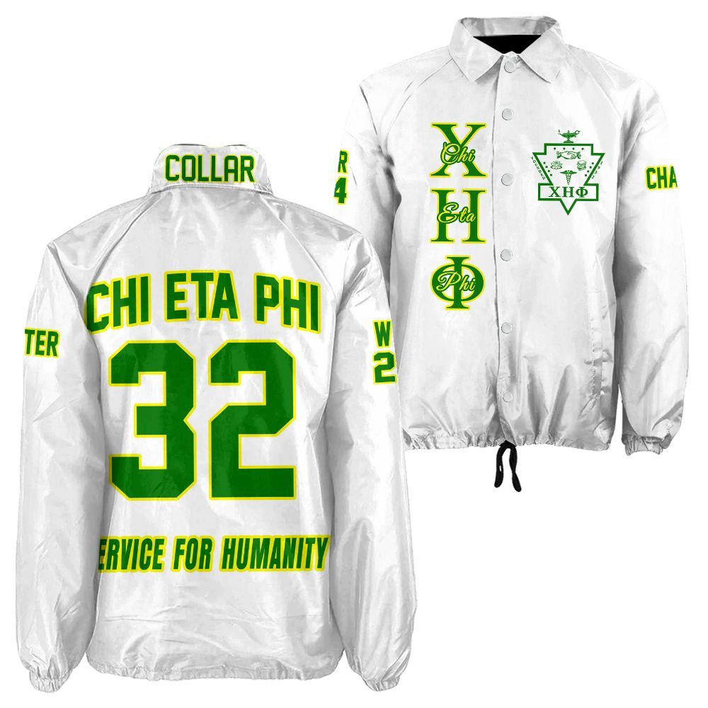 Chi Eta Phi Black Coach Jacket – Custom Embroidered Greek Letter Jacket