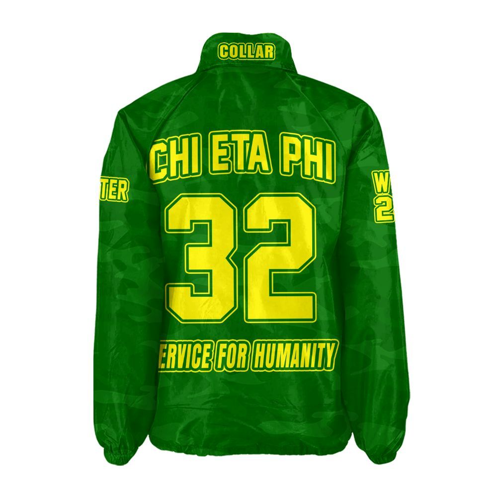 Chi Eta Phi Green Camo Coach Jacket – Custom Embroidered Nursing Sorority Jacket