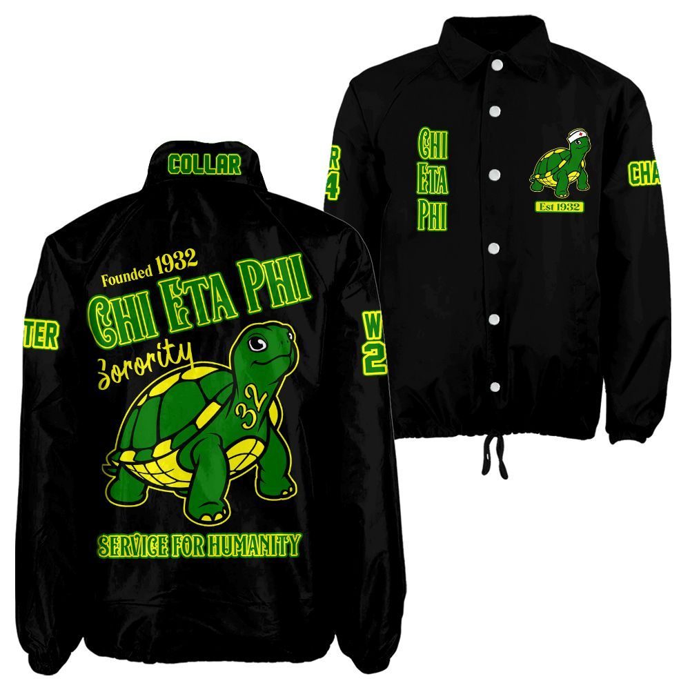 Chi Eta Phi Sorority Crossing Jacket – Custom Crest & Name Embroidered Coach Jacket