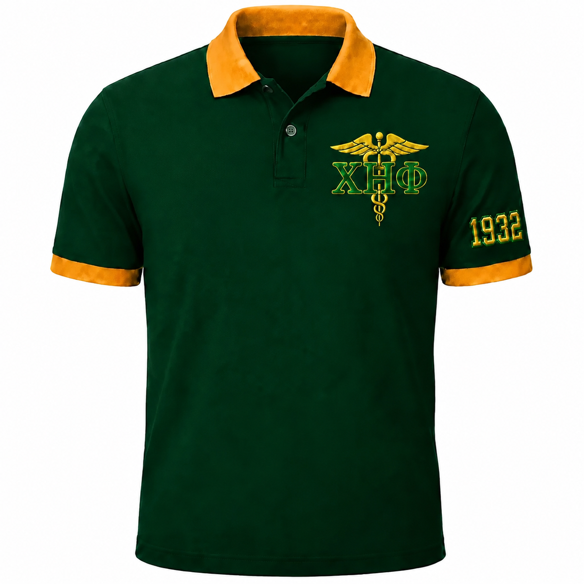 chi eta phi green polo front side
