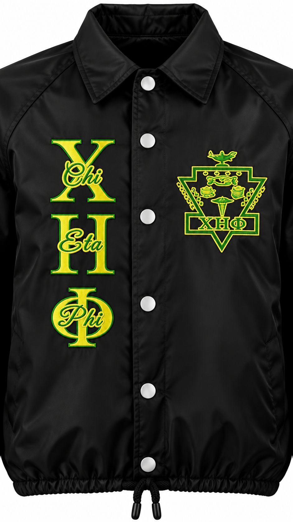 Chi Eta Phi Sorority Crossing Jacket – Custom Crest & Name Embroidered Coach Jacket