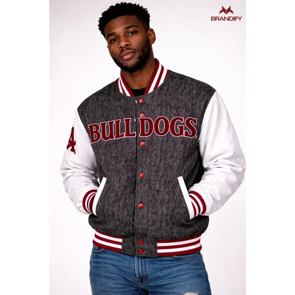 Custom Alabama A&M Black Denim Bomber Jacket | Custom D9