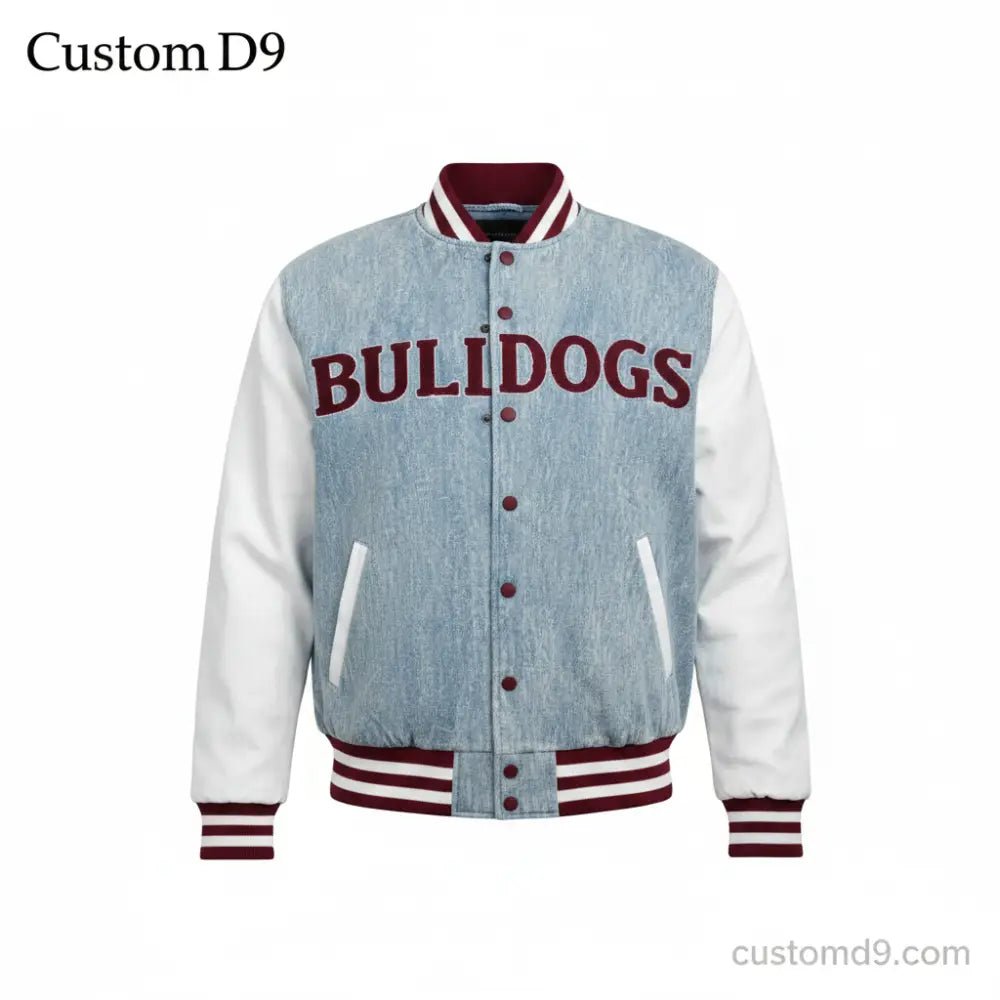 Custom Alabama A&M Denim Bomber Jacket | Custom D9