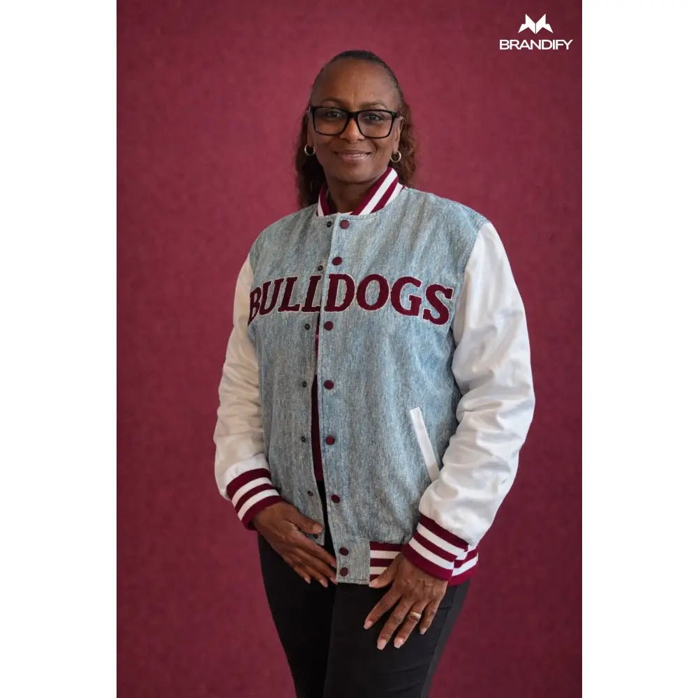 Custom Alabama A&M Denim Bomber Jacket | Custom D9