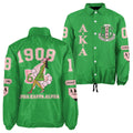 Custom Alpha Kappa Alpha Green Outerwear – Premium Salmon Pink & White Embroidery