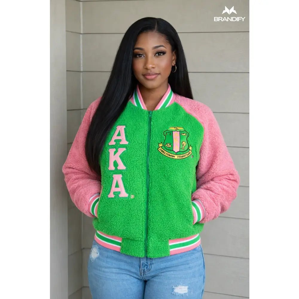 Custom Alpha Kappa Alpha Reversible Sherpa Bomber Jacket | Custom D9