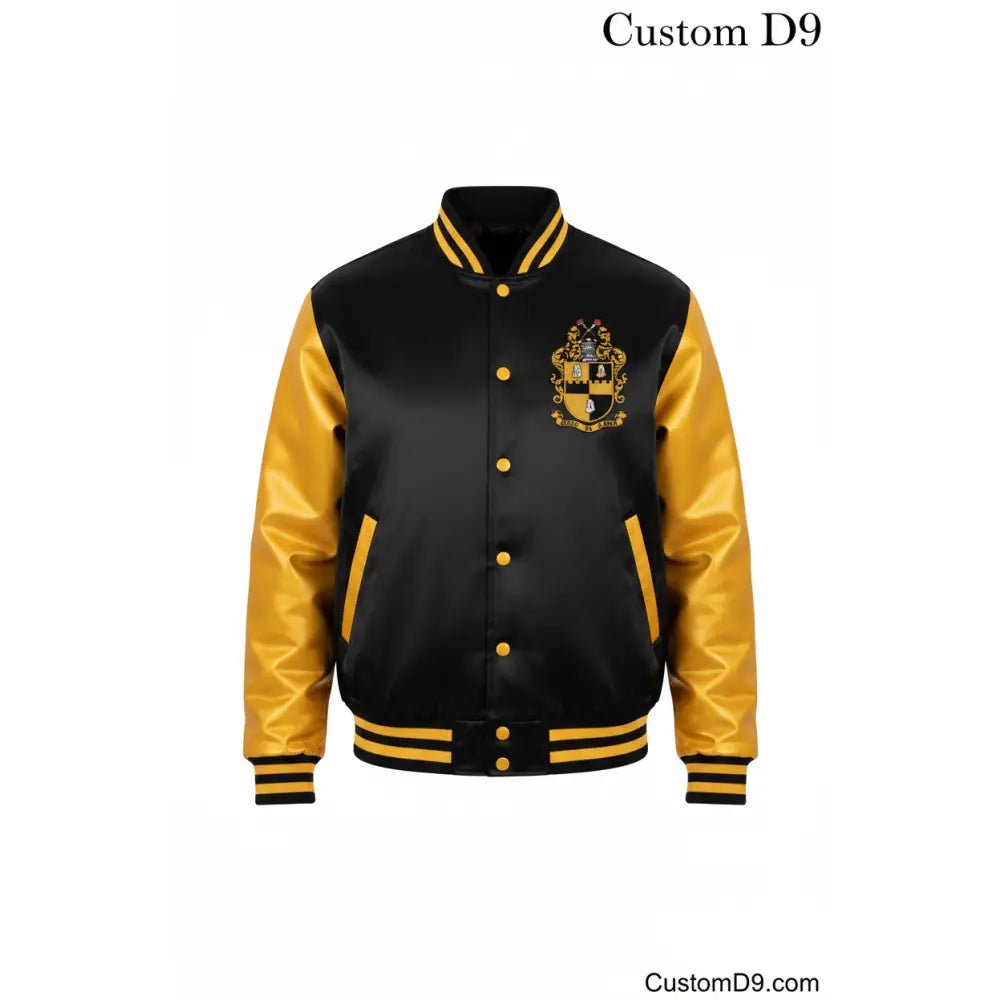 Custom Alpha Phi Alpha Black & Gold Bomber Jacket | Custom D9