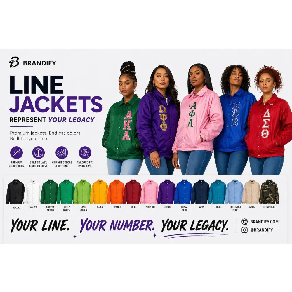 Custom Crossing Line Jacket Sorority Fraternity Jacket Personalized Greek Apparel Line Jacket Colors Discount for Chapter Group | Custom D9