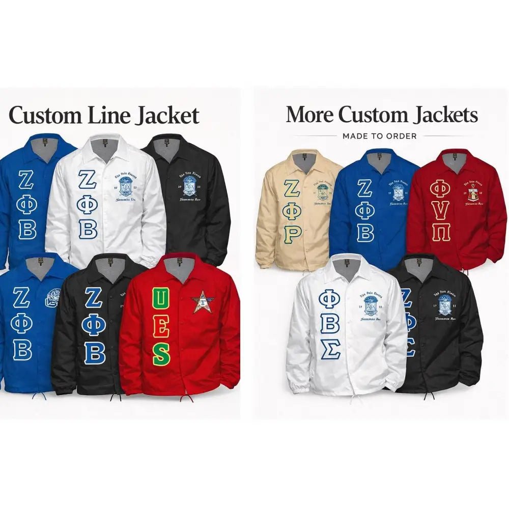 Custom Crossing Line Jacket Sorority Fraternity Jacket Personalized Greek Apparel Line Jacket Colors Discount for Chapter Group | Custom D9