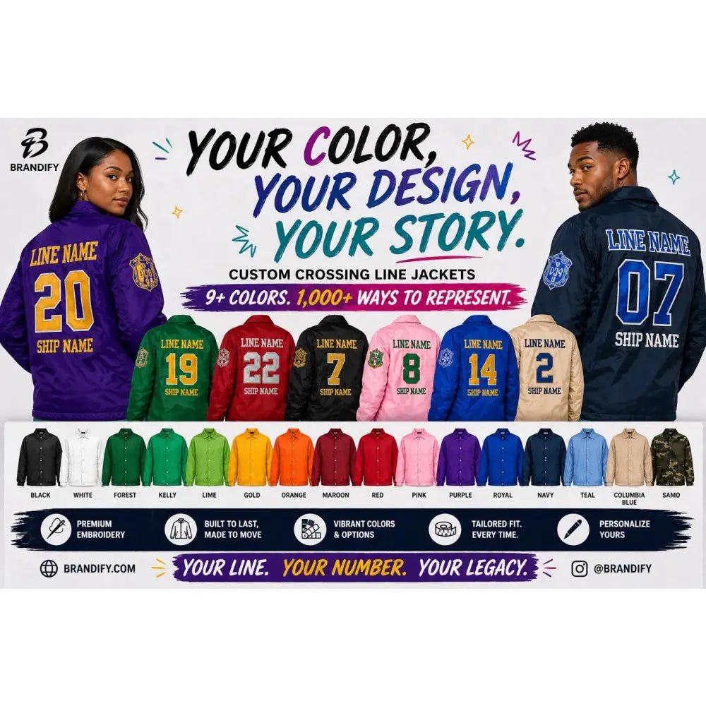 Custom Crossing Line Jacket Sorority Fraternity Jacket Personalized Greek Apparel Line Jacket Colors Discount for Chapter Group | Custom D9