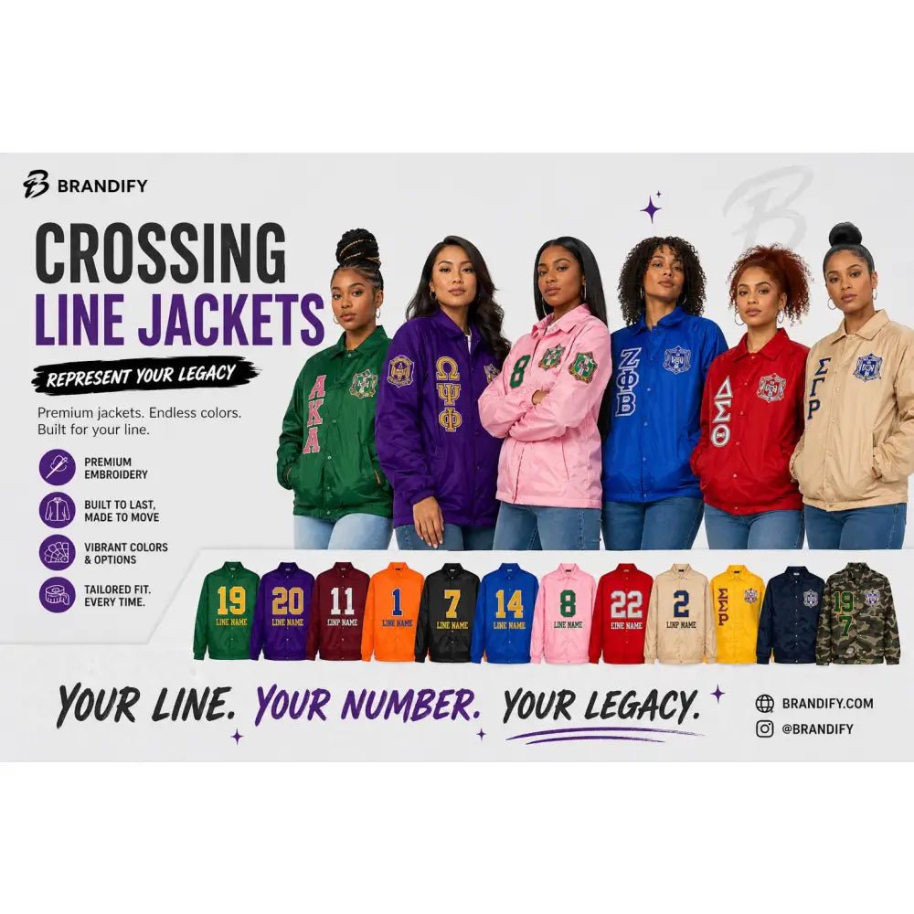 Custom Crossing Line Jacket Sorority Fraternity Jacket Personalized Greek Apparel Personalized Line Jacket Colors Discount for Chapter Group