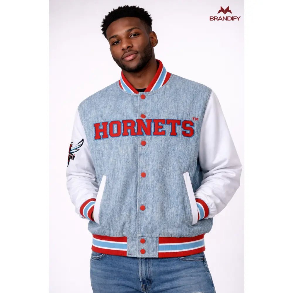 Custom Delaware State University Denim Bomber Jacket | Custom D9