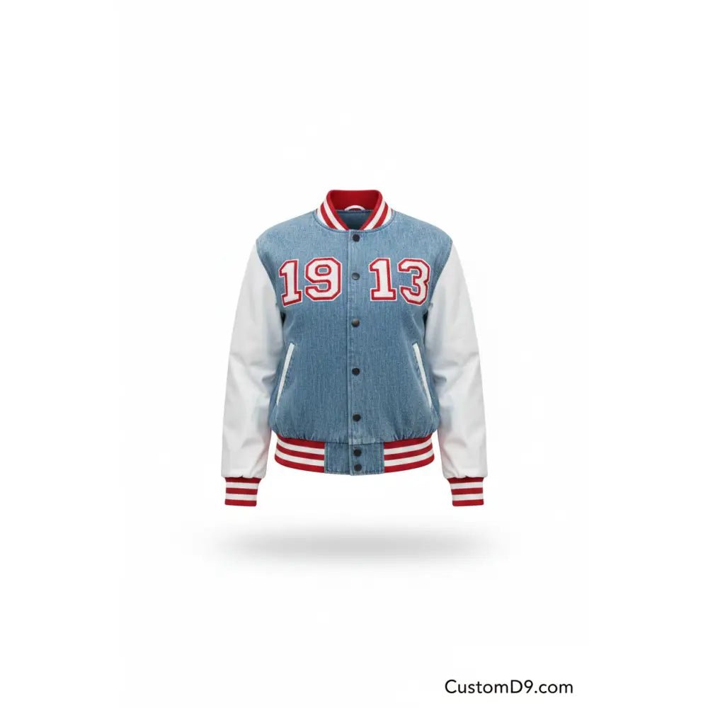 Custom Delta Sigma Theta 1913 Denim Bomber Jacket | Custom D9