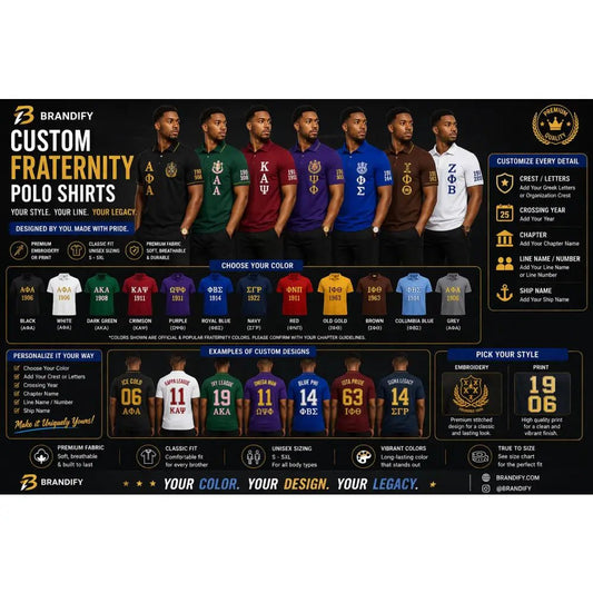 Custom Fraternity Embroidered Polo Shirt Personalized Greek Apparel | Custom D9