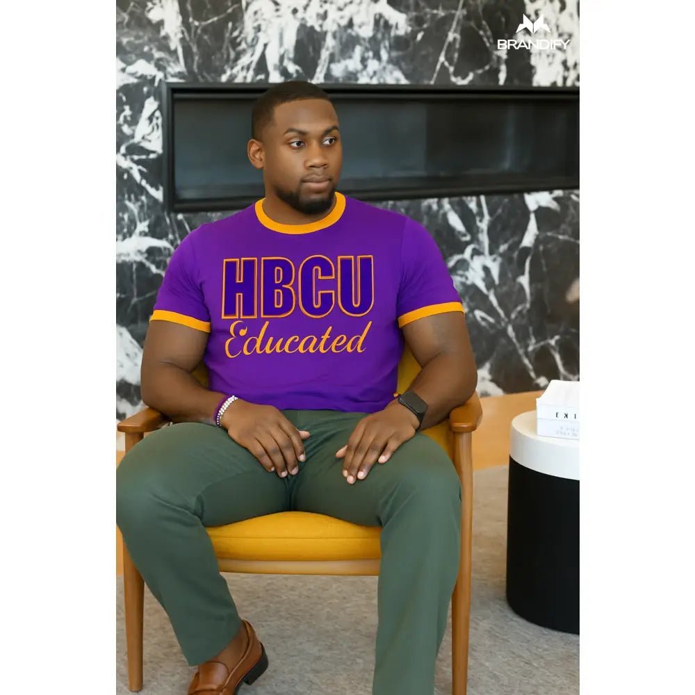 Custom HBCU Men’s Purple/Gold Chenille Tee | Custom D9