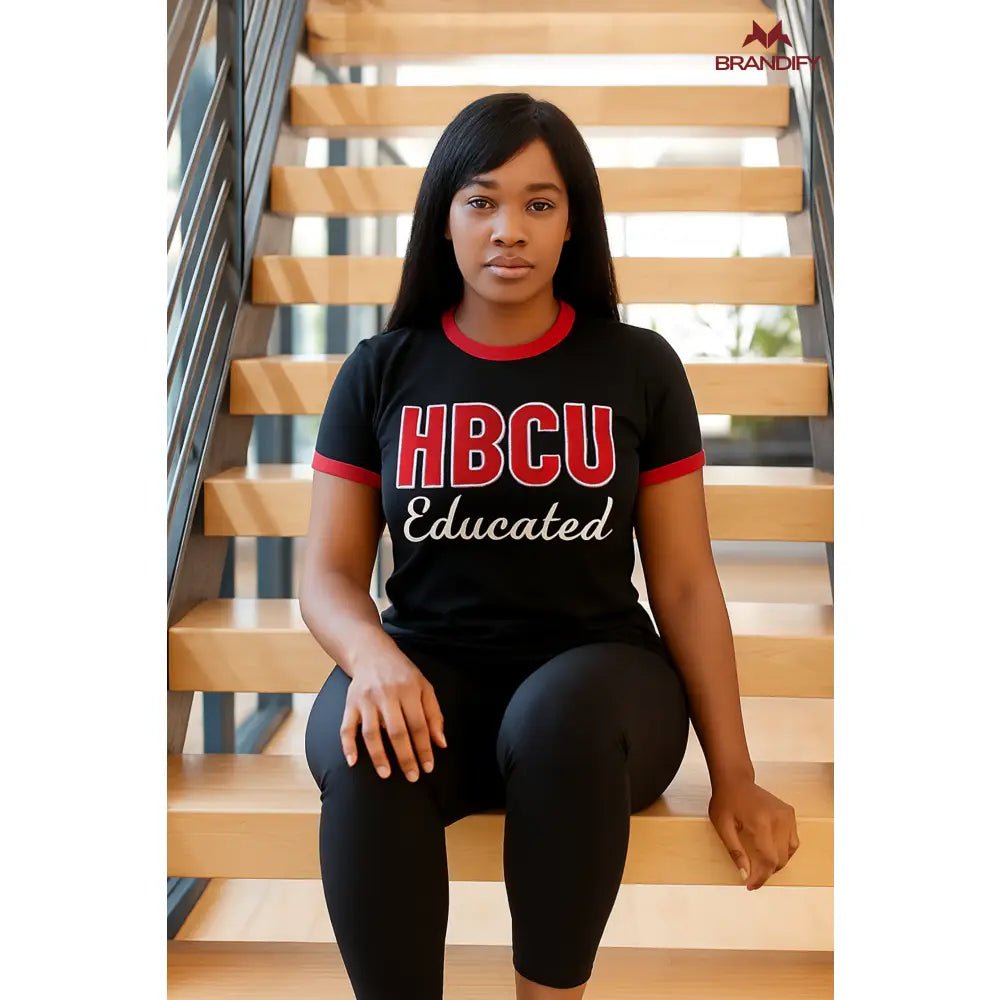 Custom HBCU Women’s Black/Red Chenille Tee | Custom D9