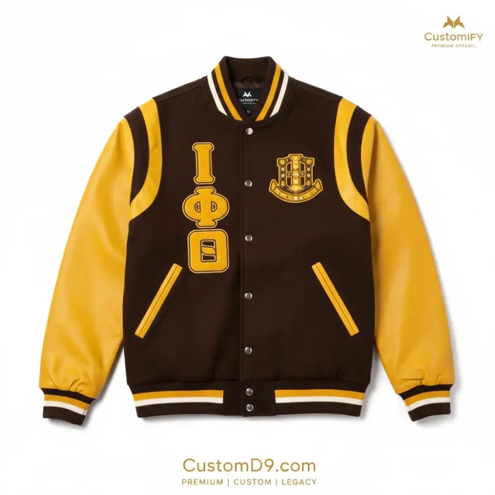 Custom Iota Wool & Leather Letterman Jacket | Custom D9