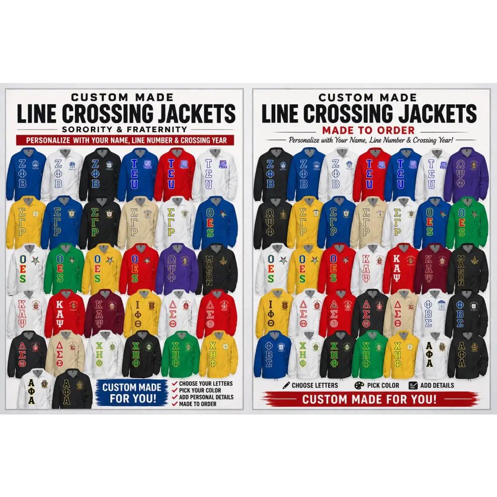 Custom Line Crossing Jacket, Sorority & Fraternity Personalized with Name, Line Number Year, Custom Coaches Jacket Discount for Chapters