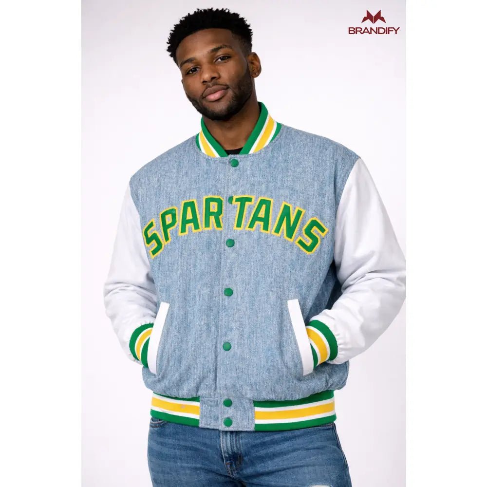 Custom Norfolk State University Denim Bomber Jacket | Custom D9