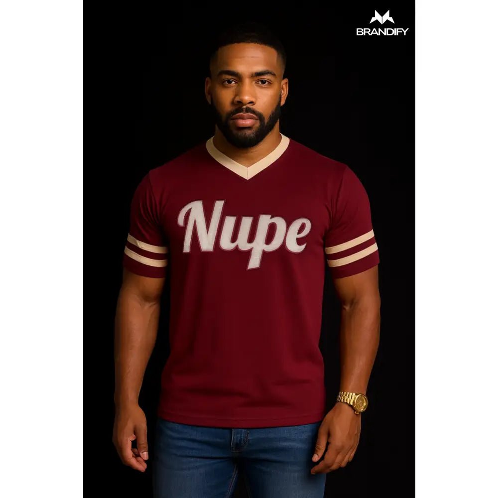 Custom Nupe V-Neck Baseball Tee | Custom D9