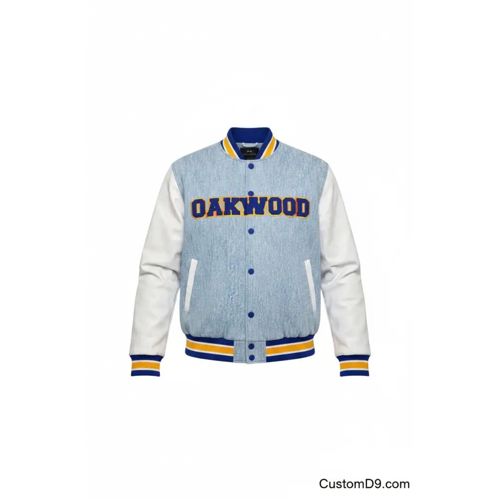 Custom Oakwood University Denim Bomber Jacket | Custom D9