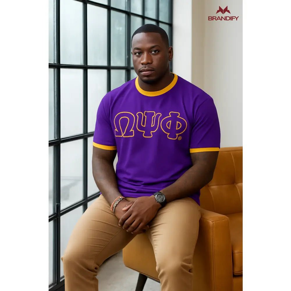 Custom Omega Psi Phi Chenille Ringer Tee | Custom D9