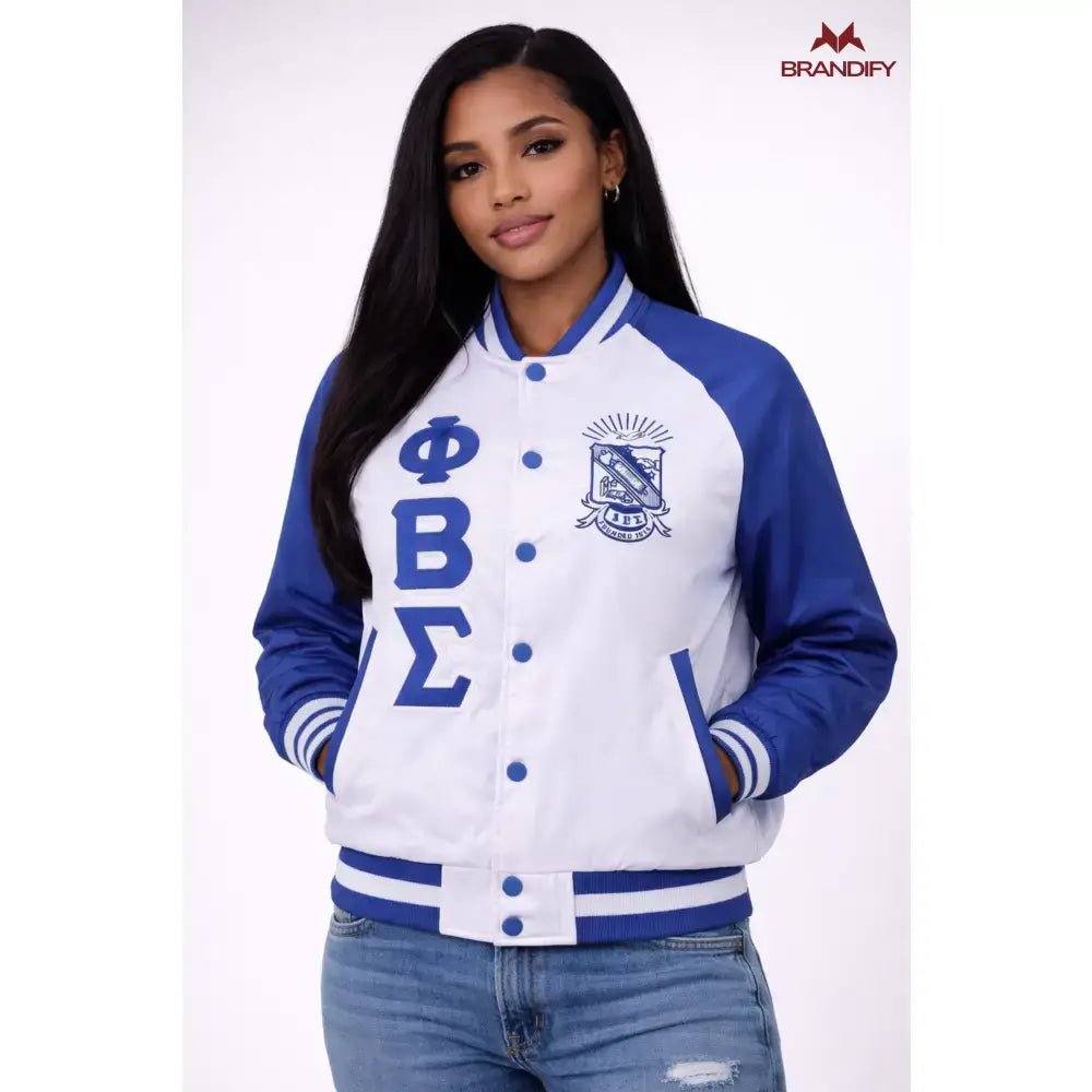 Custom Phi Beta Sigma White Satin Bomber Jacket | Custom D9