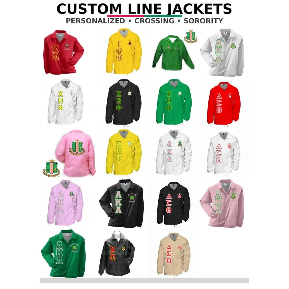 Custom Pink Green Sorority Line Jacket | Personalized Crossing Jacket