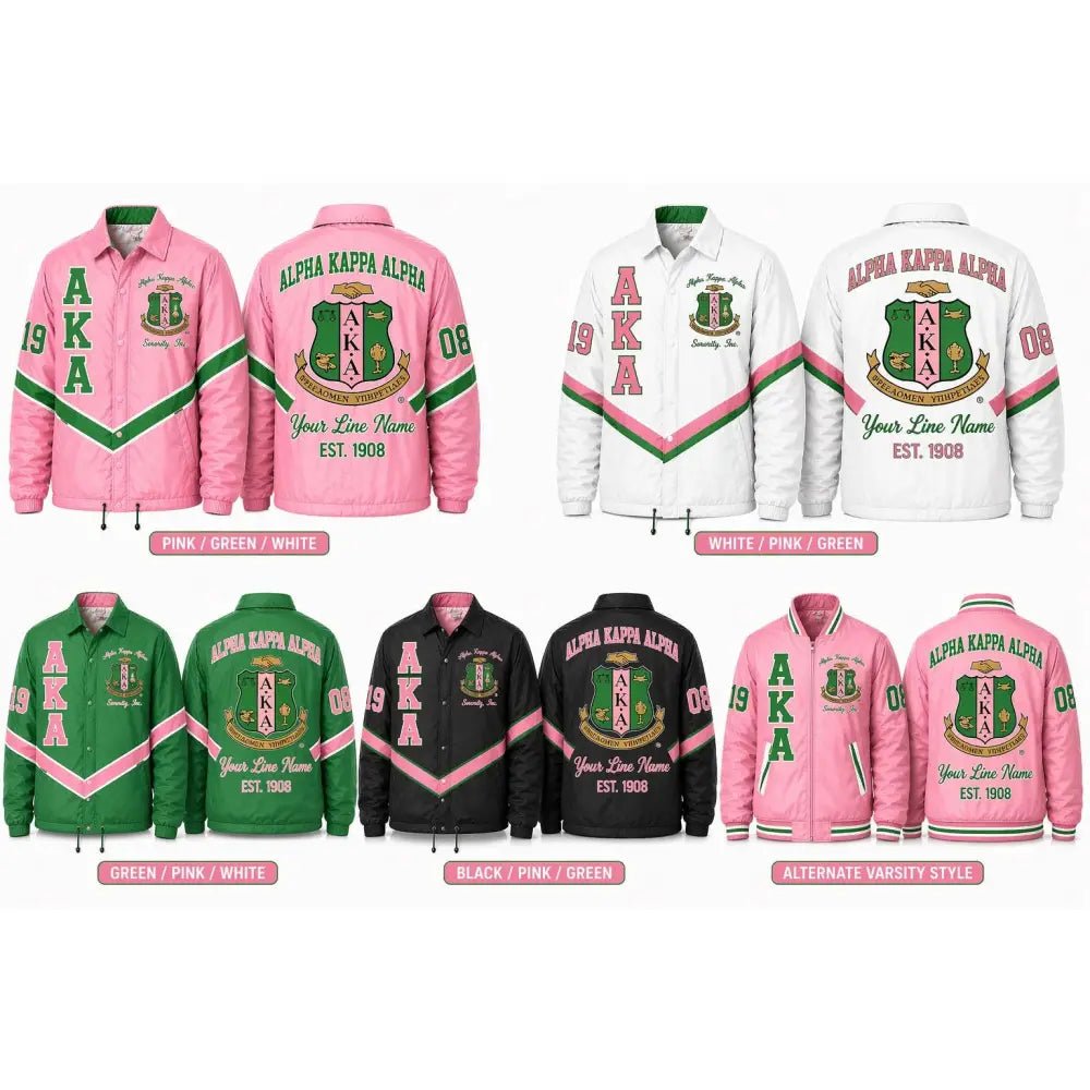 Custom Pink Green Sorority Line Jacket | Personalized Crossing Jacket
