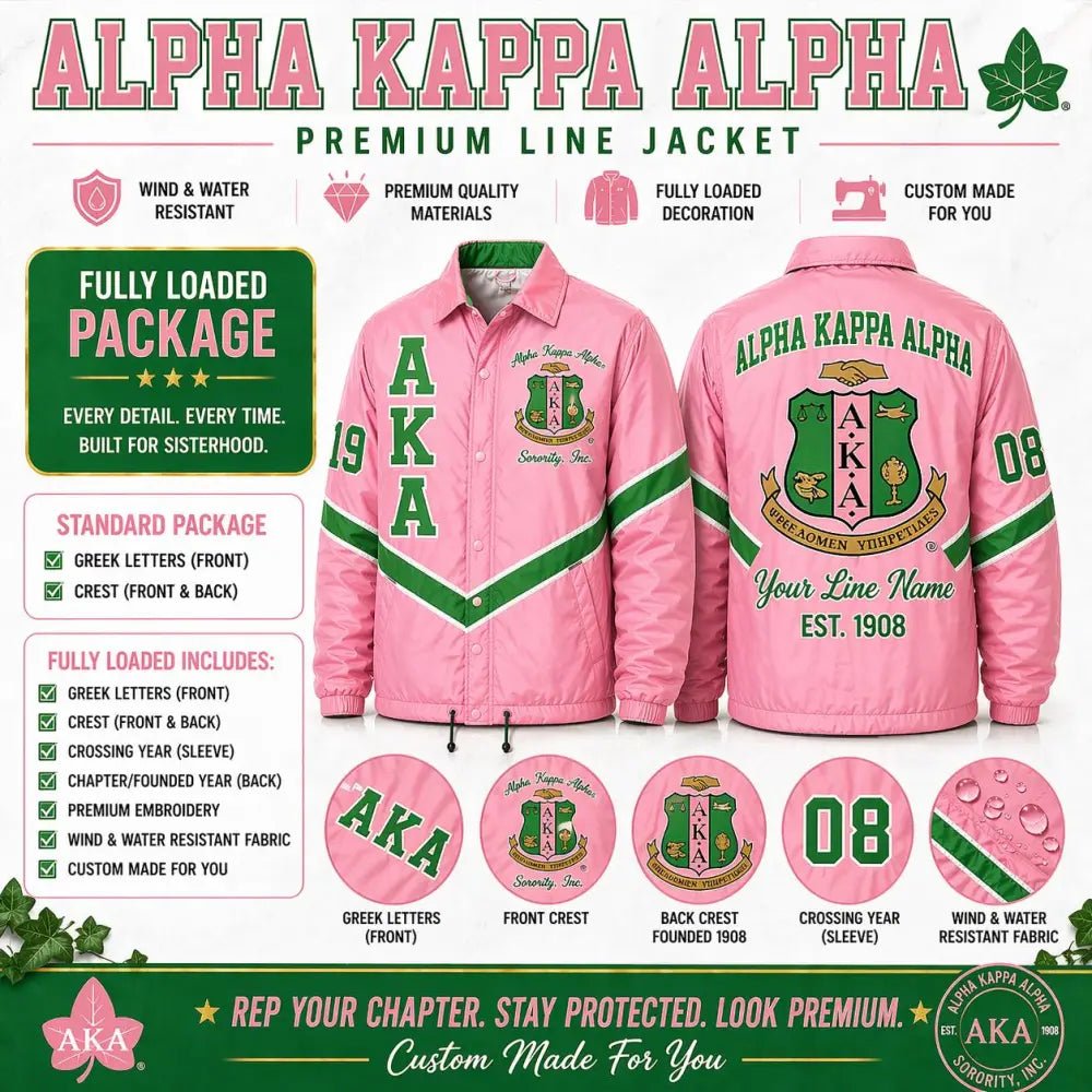 Custom Pink Green Sorority Line Jacket | Personalized Crossing Jacket
