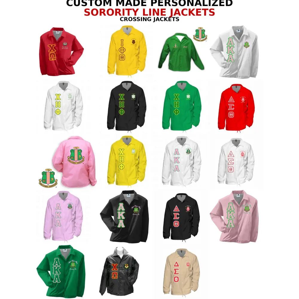Custom Pink Green Sorority Line Jacket | Personalized Crossing Jacket