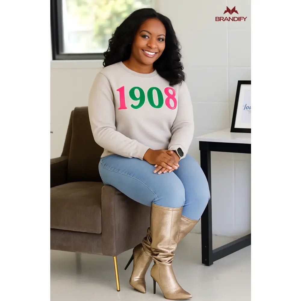 Custom Pink/Green 1908 Chenille Sweatshirt | Custom D9