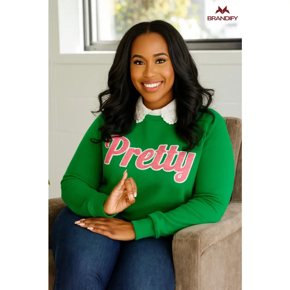 Custom Pink/Green Pretty Chenille Sweatshirt | Custom D9