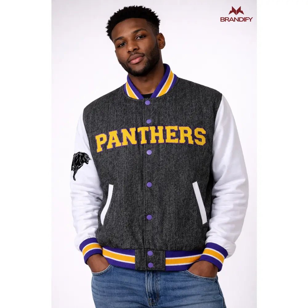 Custom Prairie View A&M Black Denim Bomber Jacket | Custom D9