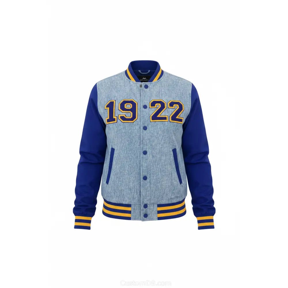 Custom Sigma Gamma Rho 1922 Denim Bomber Jacket | Custom D9