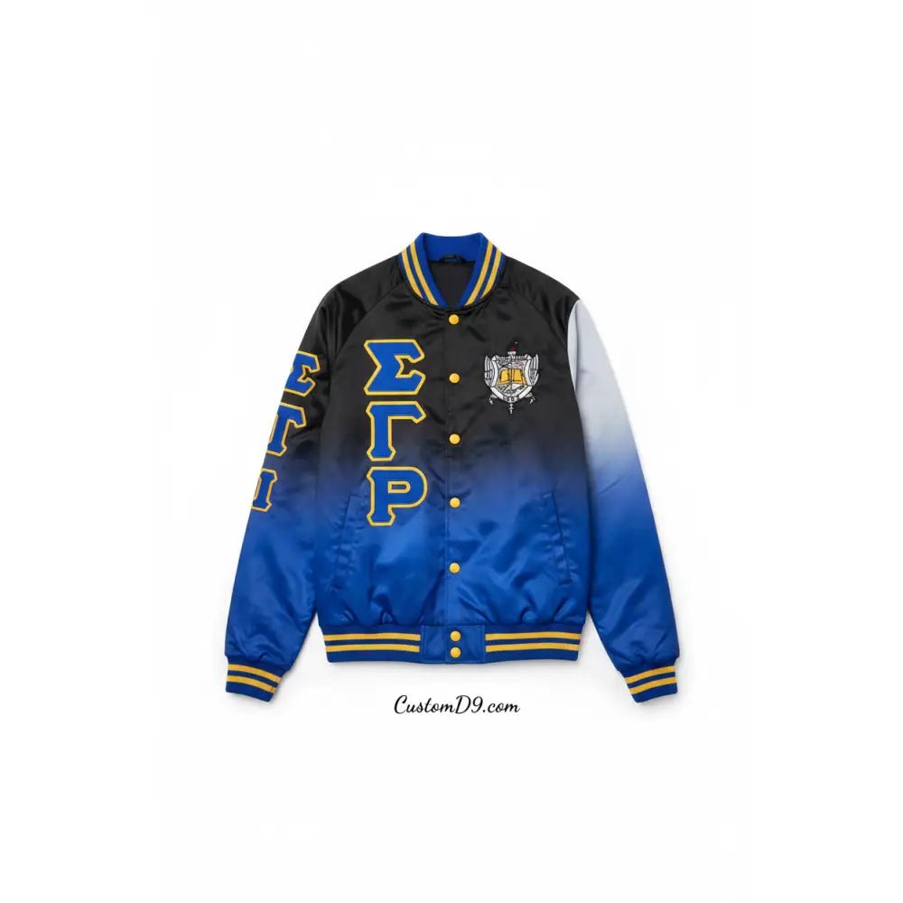 Custom Sigma Gamma Rho Black Ombré Bomber Jacket | Custom D9
