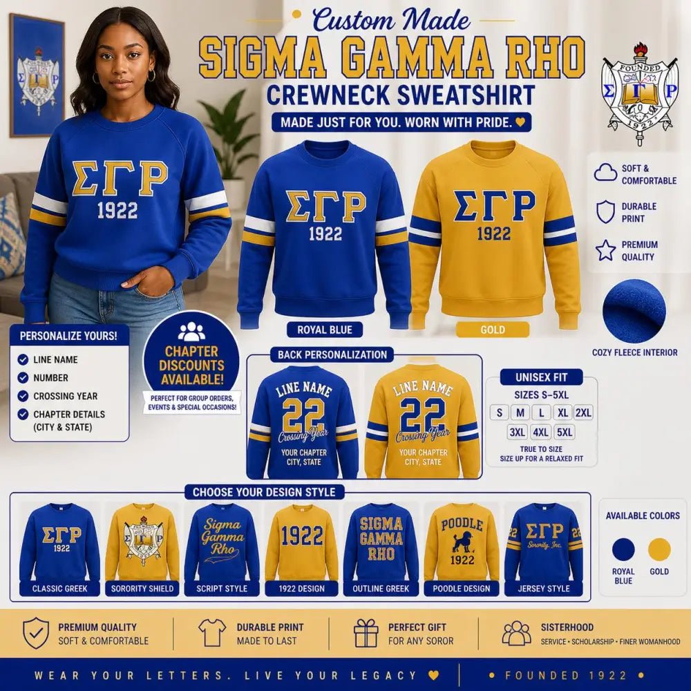 Custom Sigma Gamma Rho Crewneck Sweatshirt Personalized 1922 Gift | Custom D9