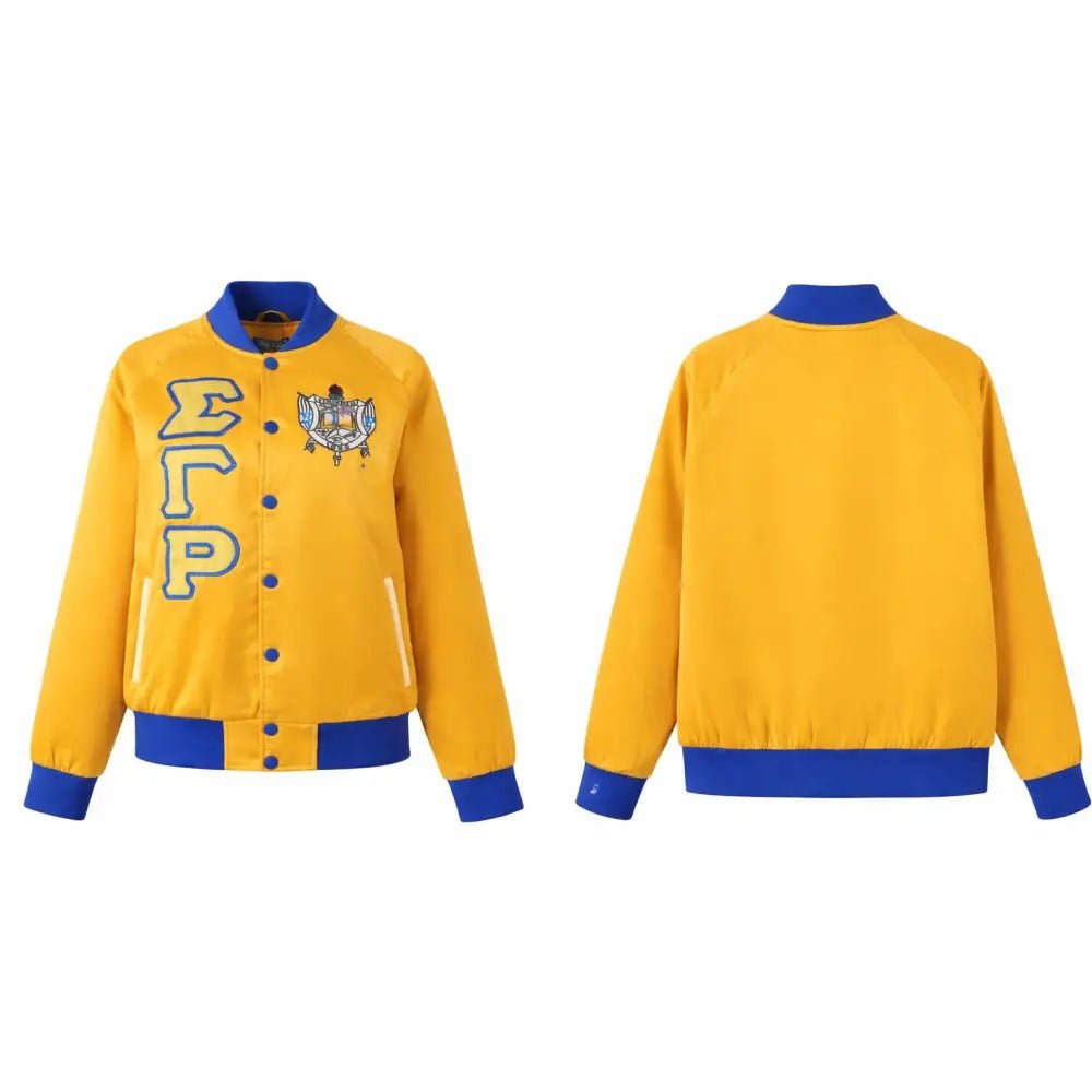 Custom Sigma Gamma Rho Satin Bomber Jacket Greek Sorority Apparel | Custom D9