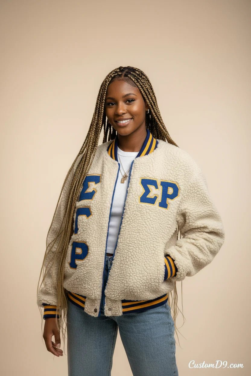 Custom Sigma Gamma Rho Sherpa Bomber Jacket | Custom D9