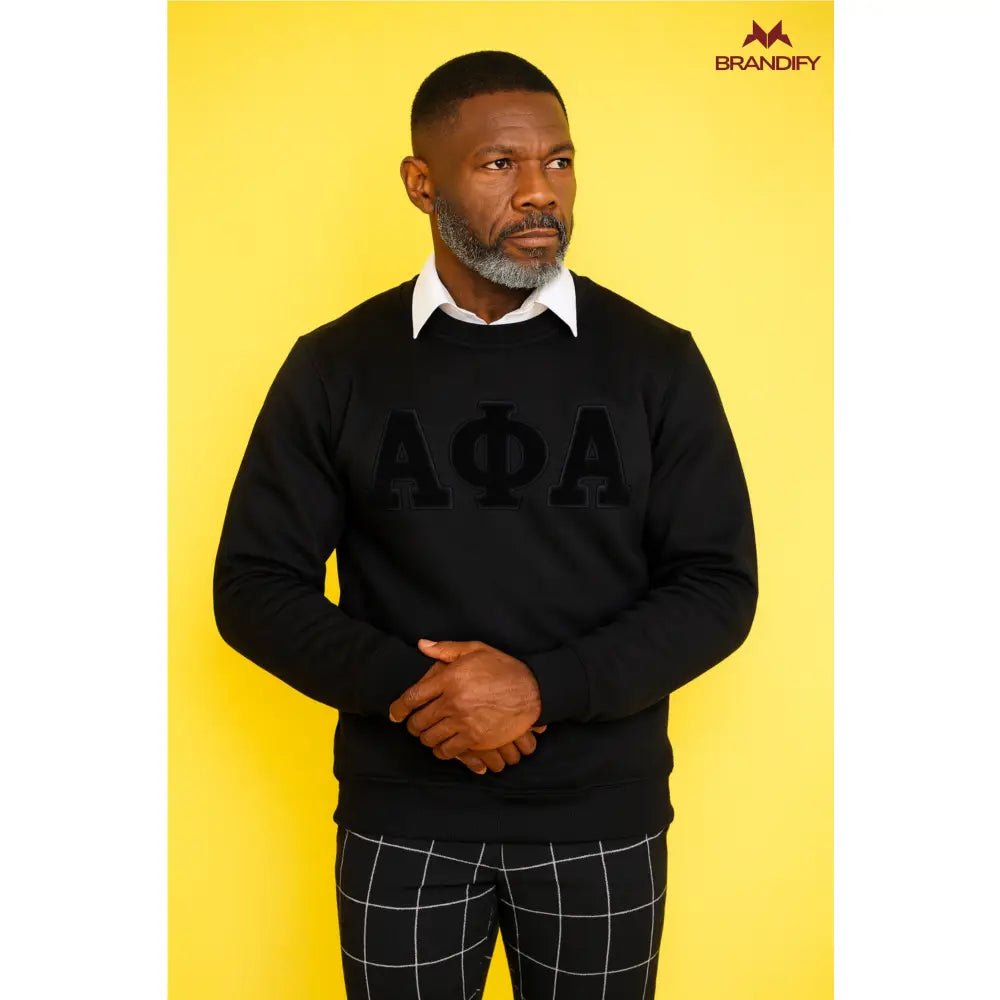 Custom Solid Black ΑΦΑ Chenille Sweatshirt | Custom D9