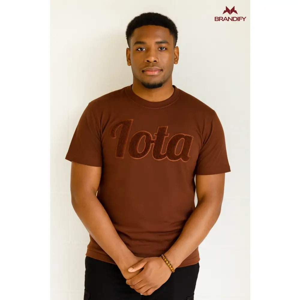 Custom Solid Brown Iota Chenille T-Shirt | Custom D9
