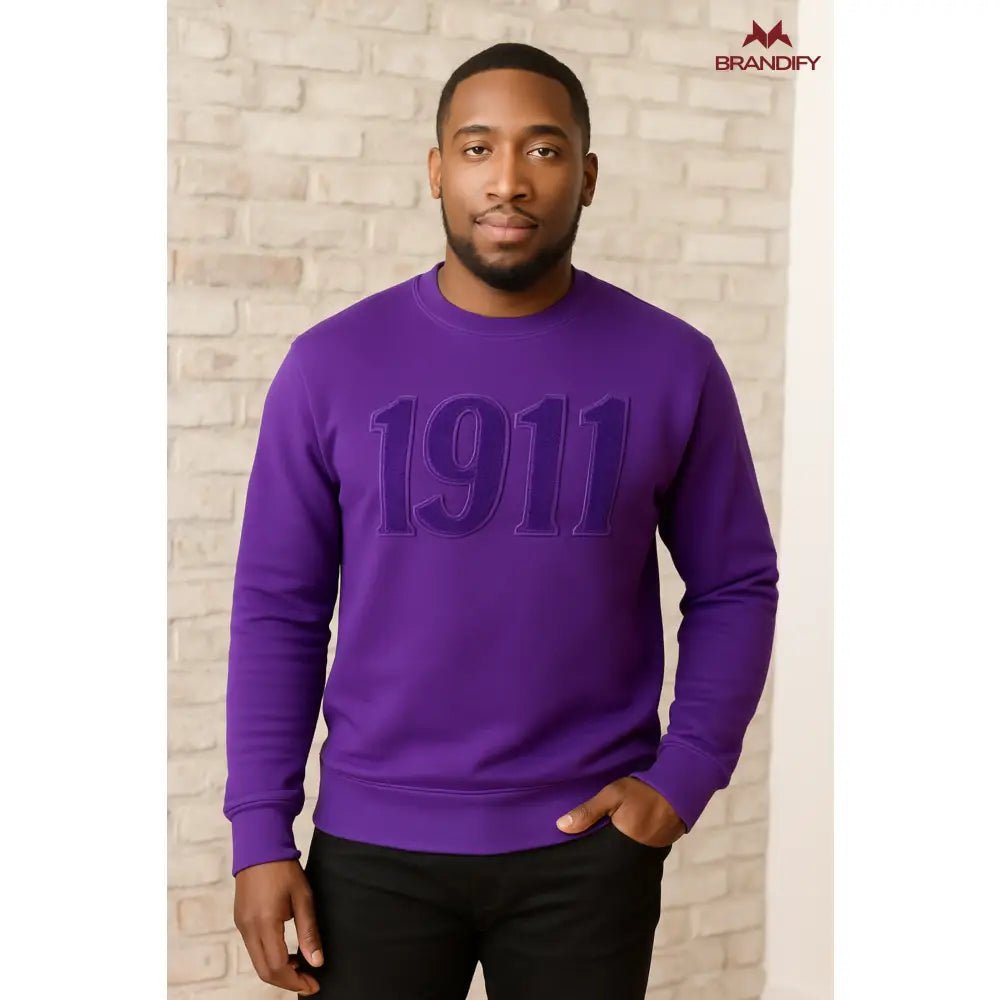 Custom Solid Purple 1911 Chenille Sweatshirt | Custom D9