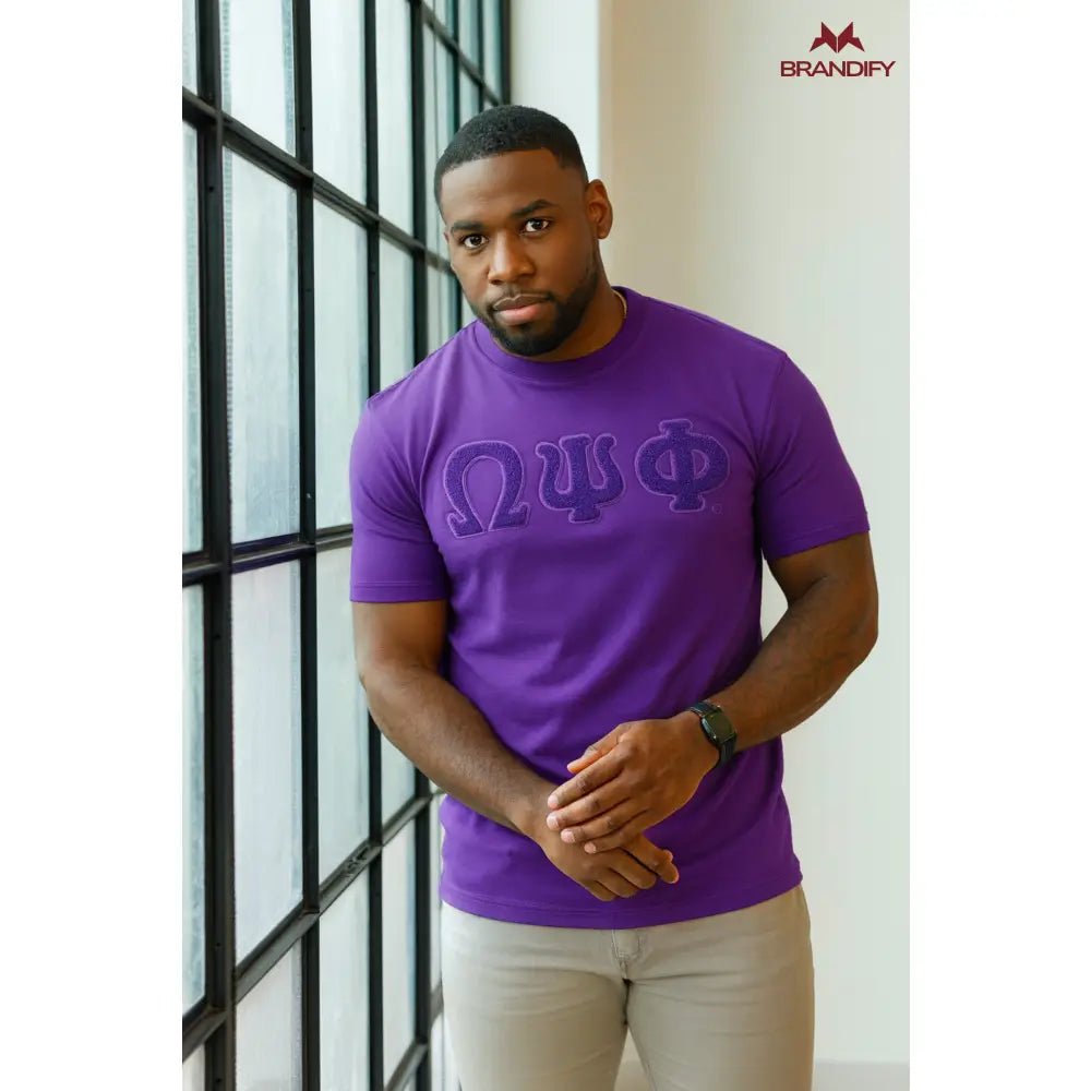 Custom Solid Purple ΩΨΦ Chenille Tee | Custom D9