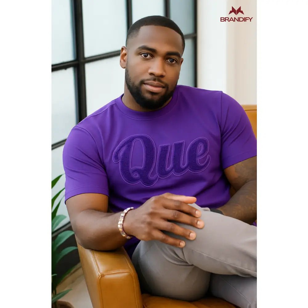 Custom Solid Purple Que Chenille Tee | Custom D9