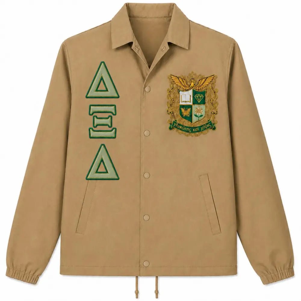 Custom Sorority Line Jacket, Personalized Crossing Jacket, Greek Letter Delta Xi Delta Custom Name Number Year Jacket