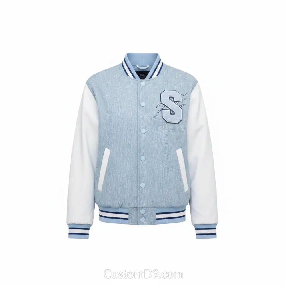 Custom Tennessee State University Black Denim Bomber Jacket | Custom D9