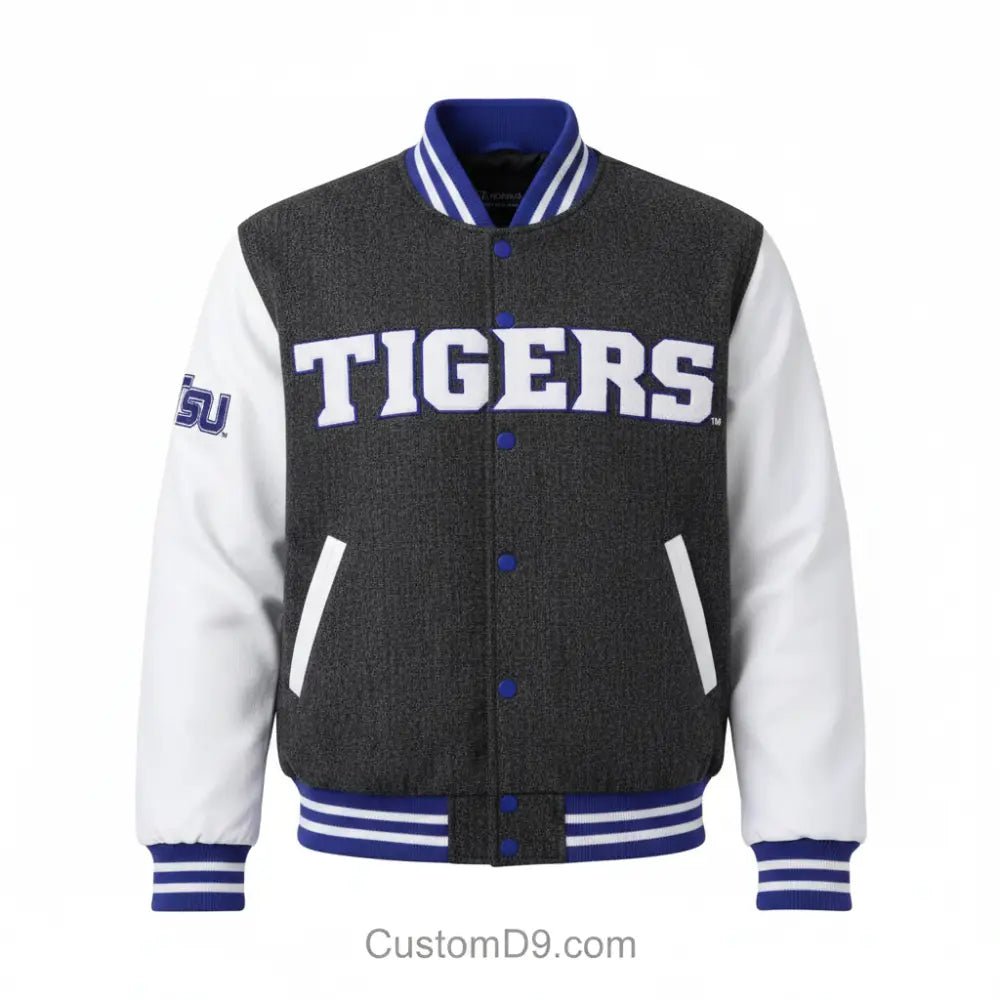 Custom Texas Southern University Black Denim Bomber Jacket | Custom D9