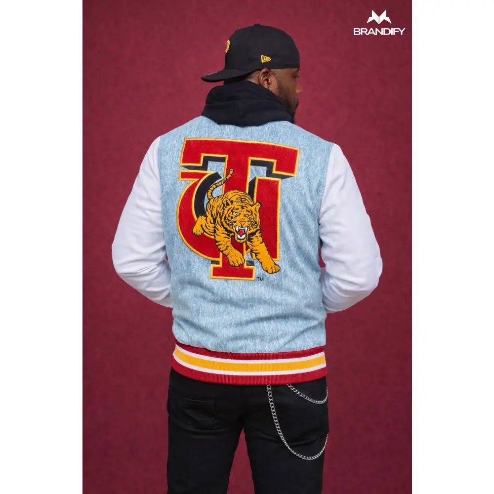 Custom Tuskegee University Denim Bomber Jacket | Custom D9