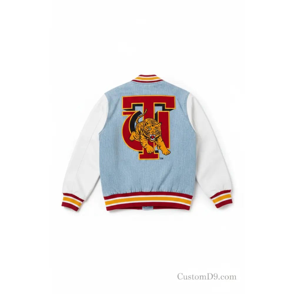 Custom Tuskegee University Denim Bomber Jacket | Custom D9